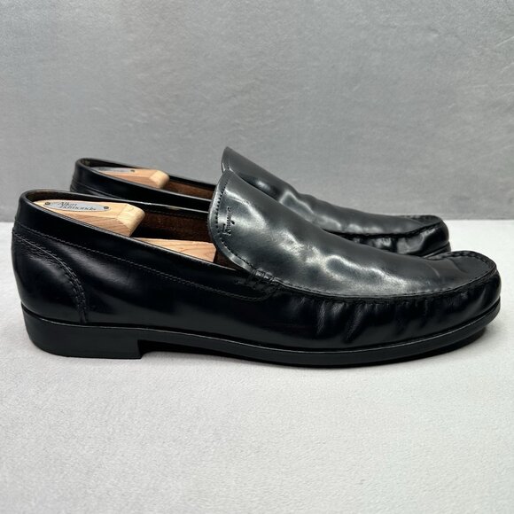 VINTAGE Salvatore Ferragamo Mens Size 13 (D) Loafer Black Leather With New Soles - Picture 1 of 9